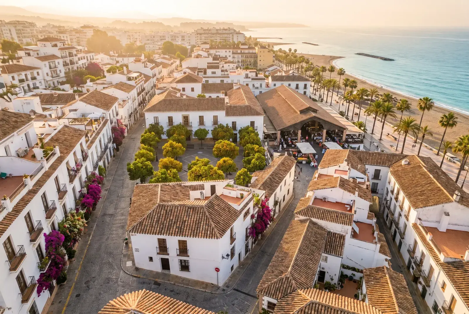 La Plaza de los Naranjos et le front de mer du vieux Marbella, Costa del Sol